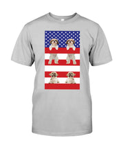 Load image into Gallery viewer, America USA FLag In My Heart Shih Tzu Gift For Dog Lovers Guys Tee