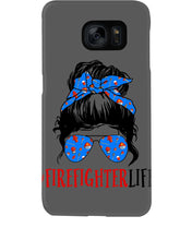 Load image into Gallery viewer, Firefighter Make You Life Safe Lady With Blue Ribbonhead Gift For Women Phone case