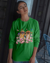 Load image into Gallery viewer, Pekingese With Peonies Gift For Dog Lovers Unisex Long Sleeve