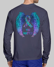 Load image into Gallery viewer, You Matter Ribbon Awareness With Angel Wings Unisex Long Sleeve