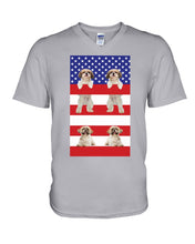 Load image into Gallery viewer, America USA FLag In My Heart Shih Tzu Gift For Dog Lovers Guys V-Neck
