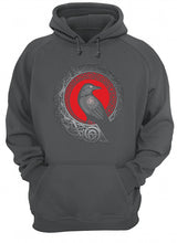 Load image into Gallery viewer, Raven Viking Culture Celtic Design Gray And Red Hoodie