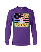 Load image into Gallery viewer, Pig America Flag Sunflower Special Custom Design Unisex Long Sleeve