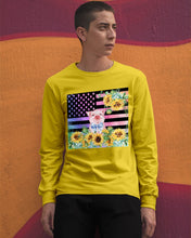 Load image into Gallery viewer, Pig America Flag Sunflower Special Custom Design Unisex Long Sleeve