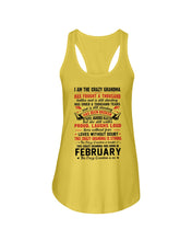 Load image into Gallery viewer, February Crazy Grandma Has Fought A Thousand Battles Cries For Birthday Gift Ladies Flowy Tank