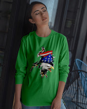 Load image into Gallery viewer, Eagle Giant Scratch USA Flag Gift For Women Unisex Long Sleeve