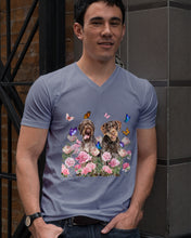 Load image into Gallery viewer, German Wirehaired Pointer With Peonies Gift For Dog Lovers Guys V-Neck