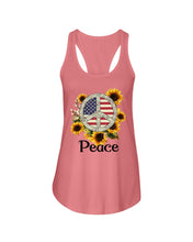 Load image into Gallery viewer, Peace Sign Sunflower Birthday Gift For Girls Ladies Flowy Tank