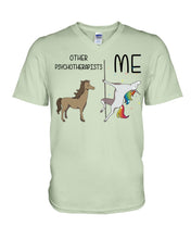 Load image into Gallery viewer, Funny Difference Between Me And Other Psychotherapists Unicorn And Horse Guys V-Neck