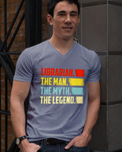 Load image into Gallery viewer, Vintage Funny Librarian The Man The Myth The Legend Gift For Friends Guys V-Neck