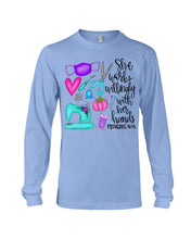 Load image into Gallery viewer, She Works Willingly With Her Hands Proverbs 31 13 Gift For Sewing Lovers Unisex Long Sleeve