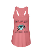 Load image into Gallery viewer, A Woman Can't Survive On Self-quarantine Alone ALso Needs Her Crochet Ladies Flowy Tank