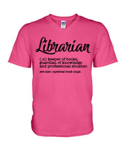 Load image into Gallery viewer, Librarian Keeper Of Books Guardian Of Knowledge Custom Gift For Librarian Guys V-Neck