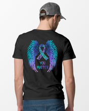 Load image into Gallery viewer, You Matter Ribbon Awareness With Angel Wings Guys Tee