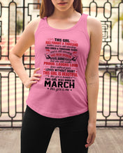 Load image into Gallery viewer, This Girl Has Fought A Thousand This Girl Was Born In March Ladies Flowy Tank