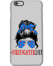 Load image into Gallery viewer, Firefighter Make You Life Safe Lady With Blue Ribbonhead Gift For Women Phone case