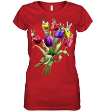 Load image into Gallery viewer, Vintage Funny Donkey With Tulip Trending For Donkey Lovers Ladies V-Neck