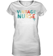 Load image into Gallery viewer, Vintage Nurse Knows More Than She Says And Notices More Than You Realize Ladies V-Neck