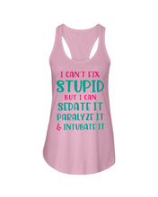 Load image into Gallery viewer, I Can't Fix Stupid But I An Sadate It Gift For Girls Ladies Flowy Tank