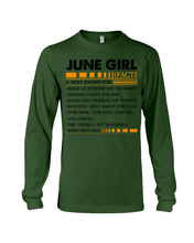 Load image into Gallery viewer, June Girl Facts Very Friendly But Dangerous Custom Design Unisex Long Sleeve
