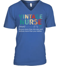 Load image into Gallery viewer, Vintage Nurse Knows More Than She Says And Notices More Than You Realize Guys V-Neck