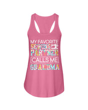 Load image into Gallery viewer, My Favorite Sewing Partner Calls Me Grandma Colorful Design Gift For Sewing Lovers Ladies Flowy Tank