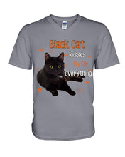 Load image into Gallery viewer, Black Cat Kisses Fix Everything Gift For Cat Lovers Guys V-Neck