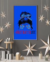 Load image into Gallery viewer, Firefighter Make You Life Safe Lady With Blue Ribbonhead Gift For Women Vertical Poster