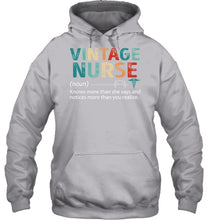 Load image into Gallery viewer, Vintage Nurse Knows More Than She Says And Notices More Than You Realize Hoodie