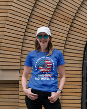 Load image into Gallery viewer, Good Girl Loves Her Mama Loves Jesus and America Too Design Ladies Tee