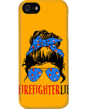 Load image into Gallery viewer, Firefighter Make You Life Safe Lady With Blue Ribbonhead Gift For Women Phone case
