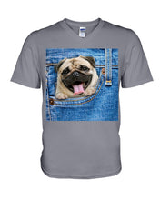 Load image into Gallery viewer, baby Pug In Denim Pocket Gift For Dog Lovers Guys V-Neck