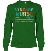 Load image into Gallery viewer, Vintage Nurse Knows More Than She Says And Notices More Than You Realize Unisex Long Sleeve
