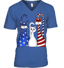 Load image into Gallery viewer, Cat Happy America Independence's Day Special Custom Design Guys V-Neck