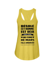 Load image into Gallery viewer, Désolé Cet Homme Est Déjà Pris Par Une Femme De Mars Birthday Gift Ladies Flowy Tank