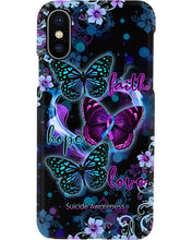 Load image into Gallery viewer, Purple Phone Case With Butterfly Faith Hope Love Suicide Awareness Gift Phone case