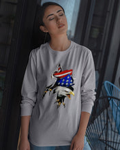 Load image into Gallery viewer, Eagle Giant Scratch USA Flag Gift For Women Unisex Long Sleeve