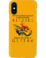 Load image into Gallery viewer, Never Underestimate A 60 Year Old Man Can Play A Guitar Phone case