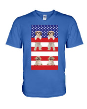 Load image into Gallery viewer, America USA FLag In My Heart Shih Tzu Gift For Dog Lovers Guys V-Neck