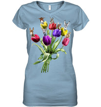 Load image into Gallery viewer, Vintage Funny Donkey With Tulip Trending For Donkey Lovers Ladies V-Neck