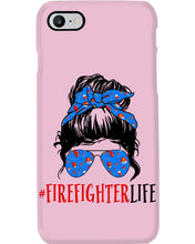 Load image into Gallery viewer, Firefighter Make You Life Safe Lady With Blue Ribbonhead Gift For Women Phone case