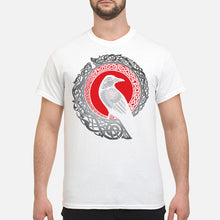 Load image into Gallery viewer, Raven Viking Culture Celtic Design Gray And Red Guys Tee