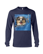 Load image into Gallery viewer, Australian Shepherd In Denim Pocket Gift For Dog Lovers Unisex Long Sleeve