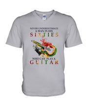 Load image into Gallery viewer, Never Underestimate A 60 Year Old Man Can Play A Guitar Guys V-Neck