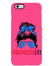 Load image into Gallery viewer, Firefighter Make You Life Safe Lady With Blue Ribbonhead Gift For Women Phone case