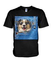Load image into Gallery viewer, Australian Shepherd In Denim Pocket Gift For Dog Lovers Guys V-Neck