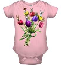 Load image into Gallery viewer, Vintage Funny Donkey With Tulip Trending For Donkey Lovers Baby Onesie