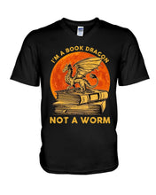 Load image into Gallery viewer, I'm A Book Dragon Not A Worm Gift For Dragon Lovers Guys V-Neck