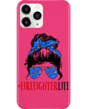 Load image into Gallery viewer, Firefighter Make You Life Safe Lady With Blue Ribbonhead Gift For Women Phone case