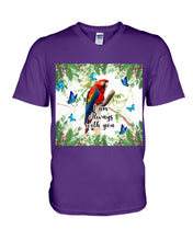 Load image into Gallery viewer, Scarlet Macaw With Butterflies I Am Always With You Gift For Lover Guys V-Neck